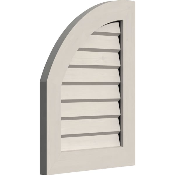 Quarter Round Top Left, Western Red Cedar Gable Vent W/Decorative Face Frame, 12W X 30H